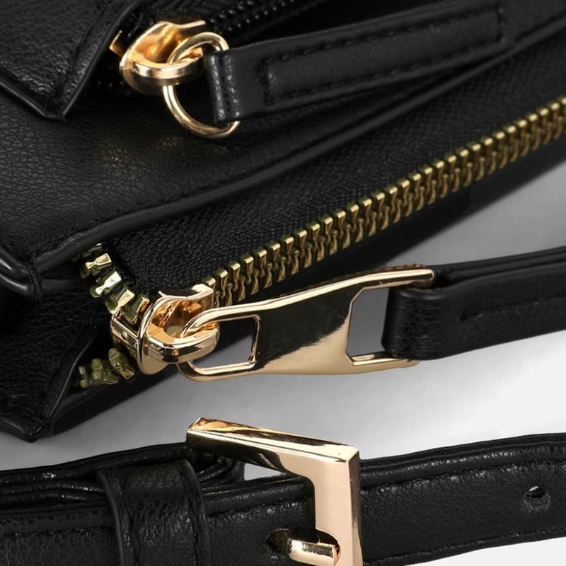 Durable black faux leather cross body bag