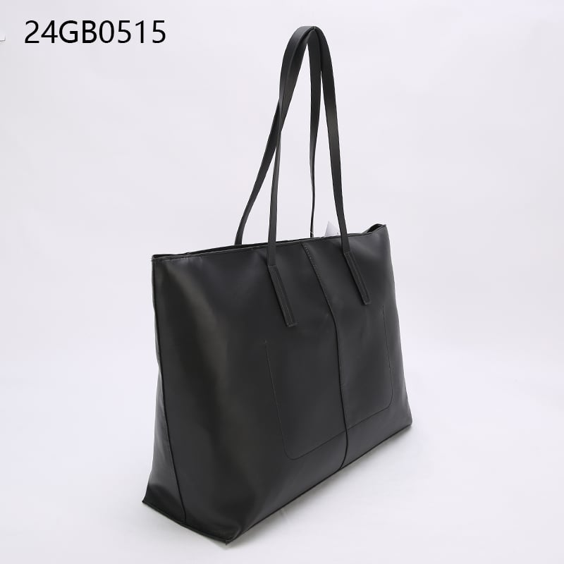 Black faux leather tote bag
