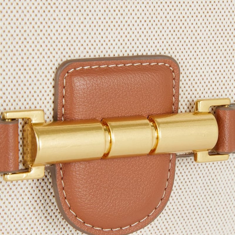 Edit faux small leather trim bucket bag