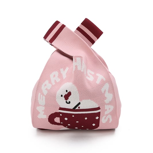 Portable women's wool bucket flyknit handbag